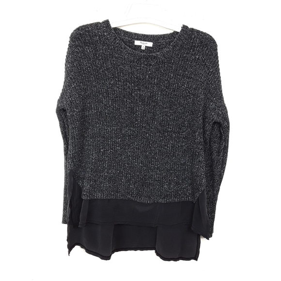 Madewell Sweaters - Madewell | Gray Knit Sweater with Chiffon Bottom